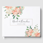 Modern Perzik Bloemen Waterverf Bruiloft Gastenboek (Voorkant)