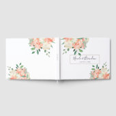 Modern Perzik Bloemen Waterverf Bruiloft Gastenboek (Volledig)