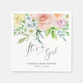 Modern perzik bloemig elegant Baby shower Servet (Voorkant)