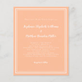 Modern perzik budget eenvoudige chique bruiloft ui (Voorkant)