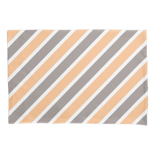 Modern Perzik Grijs Strepen Patroon Kussensloop (Voorkant)
