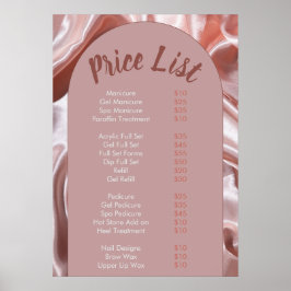 Modern perzik roze Nail Salon Prijs Lijst Menu Poster