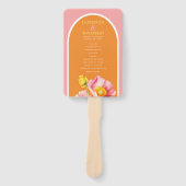 Modern Perzik Roze Oranje Klaprozen Trouwprogramma Handwaaier (Voorkant)