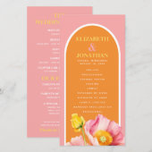 Modern Perzik Roze Sinaasappel Klaprozen Trouwprog (Voorkant / Achterkant)