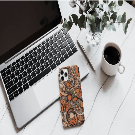Modern Perzik Sinaasappel Abstract Patroon Case-Mate iPhone Case