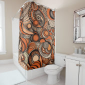 Modern Perzik Sinaasappel Abstract Patroon Douchegordijn (In situ)