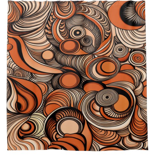 Modern Perzik Sinaasappel Abstract Patroon Douchegordijn (Voorkant)