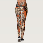 Modern Perzik Sinaasappel Abstract Patroon Leggings (Achterkant)
