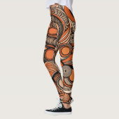 Modern Perzik Sinaasappel Abstract Patroon Leggings (Links)
