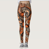Modern Perzik Sinaasappel Abstract Patroon Leggings (Voorkant)