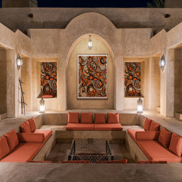 Modern Perzik Sinaasappel Abstract Patroon Poster