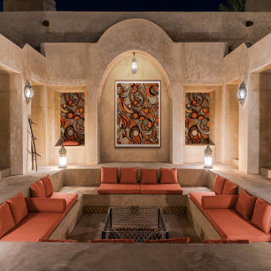 Modern Perzik Sinaasappel Abstract Patroon Poster