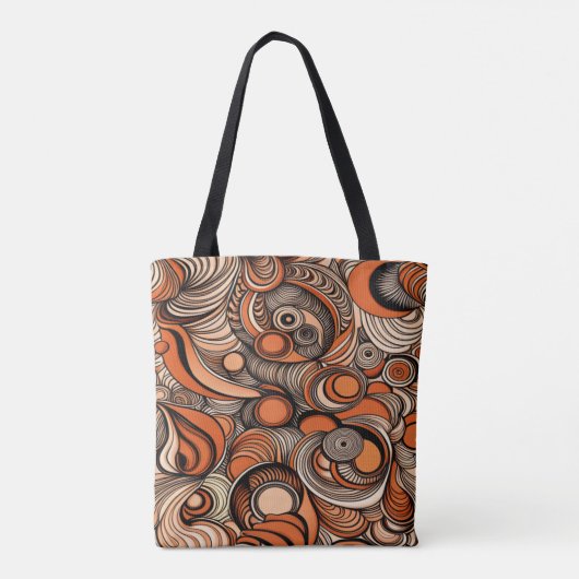 Modern Perzik Sinaasappel Abstract Patroon Tote Bag (Achterkant)