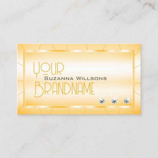 Modern Perzik Sinaasappel met Diamonds Eye Catchin Visitekaartje (Voorkant)