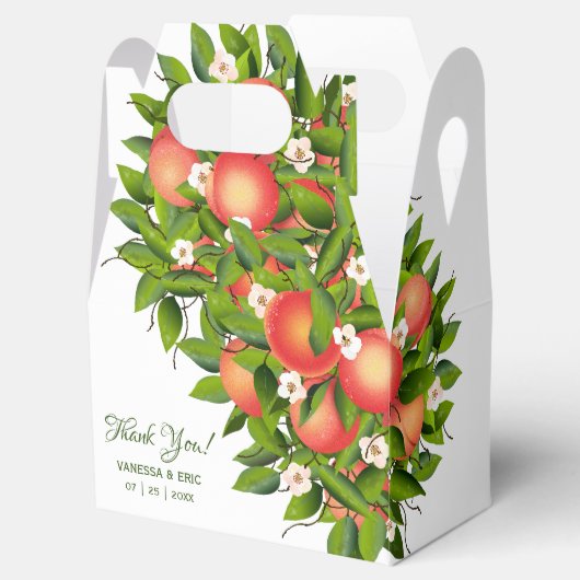 Modern perzikfruit | Bruiloft gunst box Bedankdoosjes (Geopend)