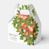 Modern perzikfruit | Bruiloft gunst box Bedankdoosjes (Voorkant Zijde)