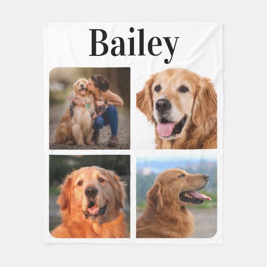 Modern Pet 4 Afbeelding Collage personaliseert Hon Fleece Deken (Voorkant)