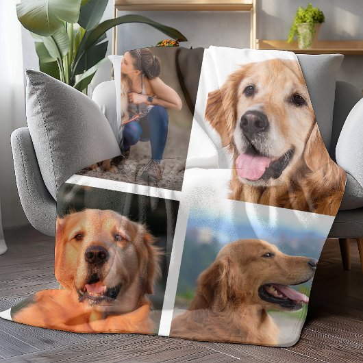 Modern Pet 4 Afbeelding Collage personaliseert Hon Fleece Deken