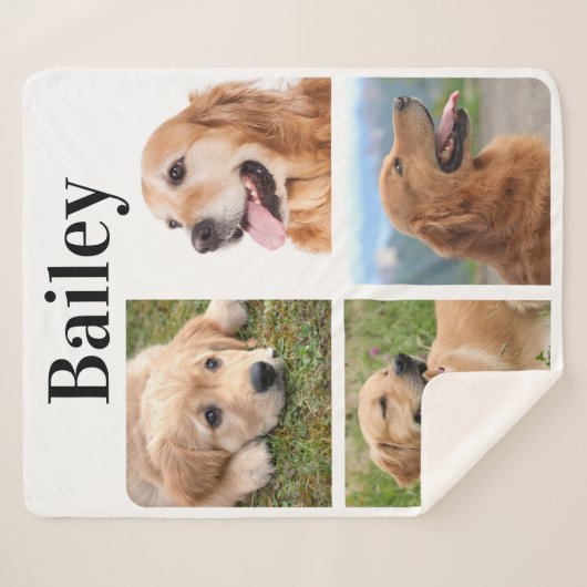 Modern Pet 4 Afbeelding Collage personaliseert Hon Sherpa Deken (Voorkant (horizontaal))