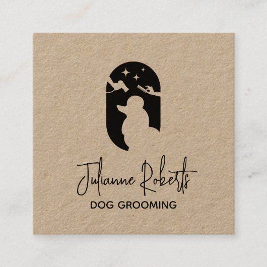 Modern pet care logo dog grooming vierkante visitekaartje (Voorkant)