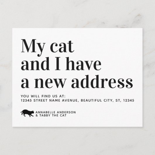 Modern Pet Cat We hebben het nieuwe adres verplaat Aankondigingskaart (Voorkant)