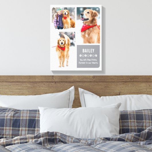 Modern Pet Dog Memorial Keepomwille Photo Collage Canvas Afdruk (Insitu (Slaapkamer))