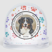 Modern Pet Dog Paw Print Memorial Sneeuwbol (Achterkant)