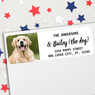 Modern Pet Dog Photo Return Address Etiket