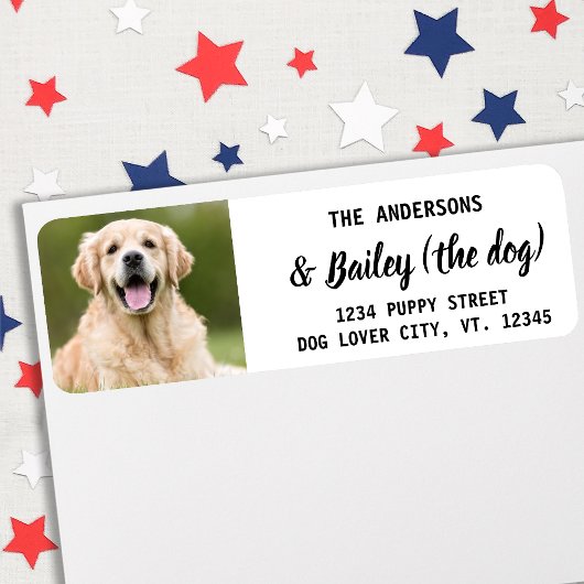 Modern Pet Dog Photo Return Address Etiket