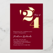 Modern Pet en Jaar Fotoafstudeerfeest Folie Uitnodiging (Voorkant)