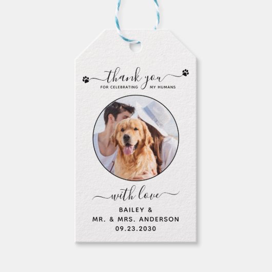 Modern Pet Foto bedankt Dog Wedding Favor Cadeaulabel (Voorkant)