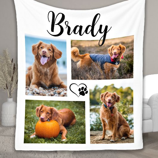 Modern Pet Hondenliefhebber past 4 fotocollage aan Fleece Deken