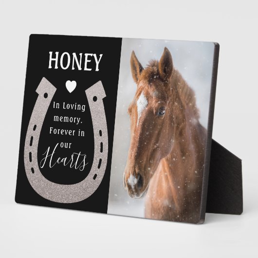 Modern Pet Horse Photo Memorial Fotoplaat (Zijkant)