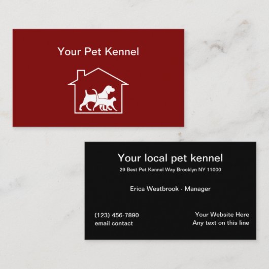 Modern Pet Kennel Visitekaartjes (Voorkant / Achterkant)