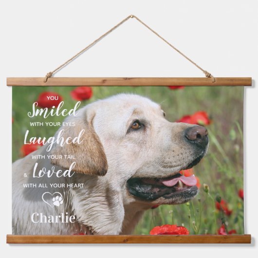 Modern Pet Loss Personalized Photo Dog Memorial Hangend Wandkleed (Voorkant)