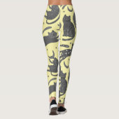 Modern Pet Lover Cream And Grey Kitten Cat Pattern Leggings (Achterkant)