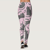 Modern Pet Lover Pink And Grey Kitten Cat Pattern Leggings (Achterkant)