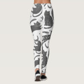 Modern Pet Lover White And Grey Kitten Cat Pattern Leggings (Achterkant)
