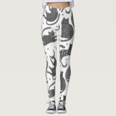 Modern Pet Lover White And Grey Kitten Cat Pattern Leggings (Voorkant)