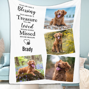 Modern Pet Memorial Dog Photo Collage Fleece Deken