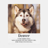 Modern Pet Memorial gepersonaliseerde foto hond Fleece Deken (Voorkant)