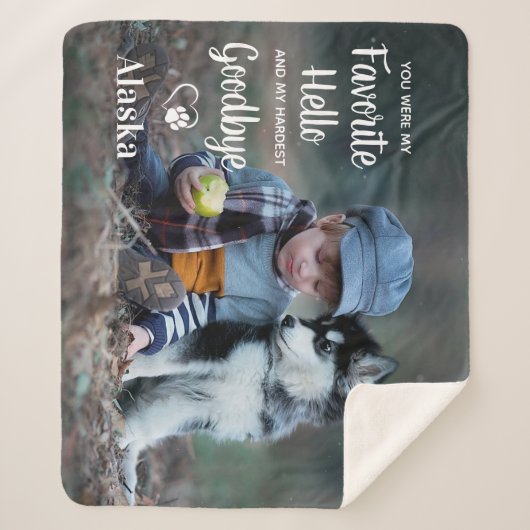 Modern Pet Memorial Persoonlijke foto van Dog Sherpa Deken (Voorkant)