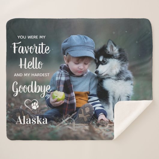 Modern Pet Memorial Persoonlijke foto van Dog Sherpa Deken (Voorkant (horizontaal))