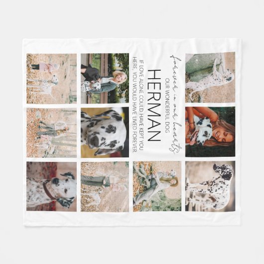 Modern Pet Memorial Photo Collage Fleece Deken (Voorkant (Horizontaal))