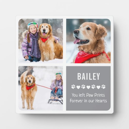 Modern Pet Memorial Photo Collage Fotoplaat (Voorkant)