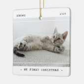 Modern Pet Mijn Eerste Kerstmis 2 Foto Keramisch Ornament (Links)
