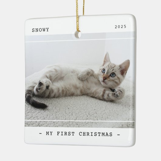 Modern Pet Mijn Eerste Kerstmis 2 Foto Keramisch Ornament (Links)
