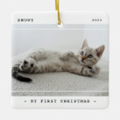 Modern Pet Mijn Eerste Kerstmis 2 Foto Keramisch Ornament (Voorkant)