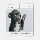 Modern Pet Mijn Eerste Kerstmis 2 Foto Keramisch Ornament (Links)