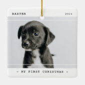 Modern Pet Mijn Eerste Kerstmis 2 Foto Keramisch Ornament (Achterkant)